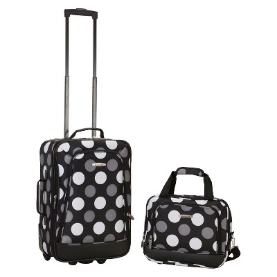 black and white polka dot suitcase