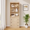 Garvee Fluted Bookshelf 70.8" Bookcase with 3 Drawers, Tall Bookshelf with Waved Design Light Wood 31.5" Wide - 2 of 4