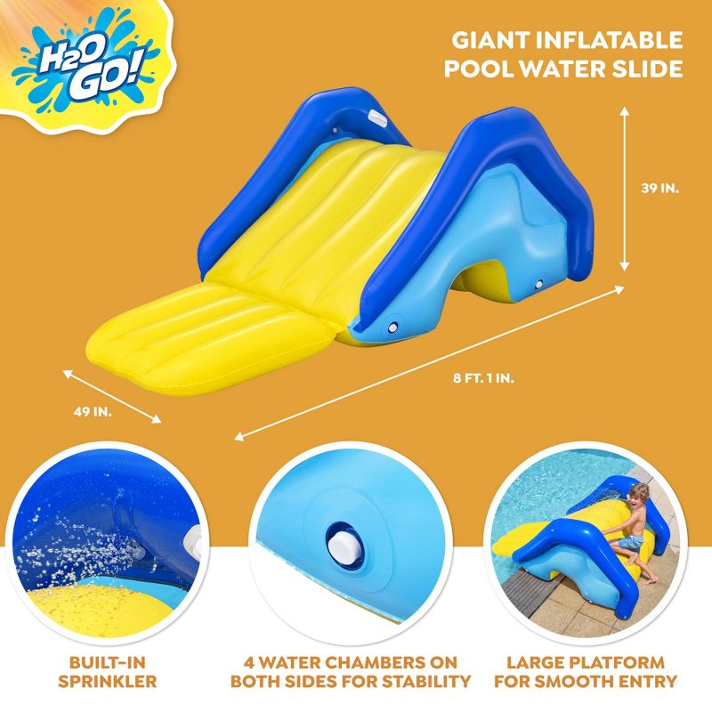 Bestway H2OGO! Giant Inflatable Outdoor Swimming Pool Water Slide with Built-In Sprinkler, Large Platform, and 4 Water Chambers for Stability, 3 of 8
