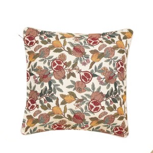 Signare USA Pomegranate Lemon Decorative Home Pillow Case/ Cushion Cover 18 x 18 Inch - 1 of 3