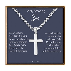 Turandoss Cross Necklace for Men Boys, Gold Silver Black Cross Pendant Necklace, Fathers Day Gifts for Men Boys Husband, Birthday Gifts for Son, 20In - 1 of 4