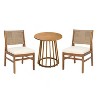 Christopher Knight Home Elara 3-Piece Patio Rustic Wood Dining Set with Wicker Woven Chairs - 2 of 4