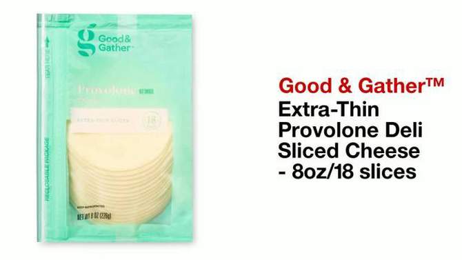 Extra-Thin Provolone Deli Sliced Cheese - 8oz/18 slices - Good &#38; Gather&#8482;, 2 of 5, play video