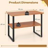 Costway 2-Tier Teak Bathroom Storage Shelf Freestanding Wooden Bookshelf for Living Room - 3 of 4
