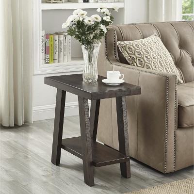 Vynxaria Rich Espresso Side Table Manufactured Wood, 23.5"Wx14"Dx22"H, Overextended Rectangular Top