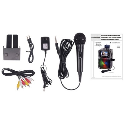 Portable Black Karaoke Machine with LED Lights and 4.3" Screen