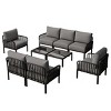Modern Patio Loveseat and Coffee Table Set with Thick Black Cushions, Weather-Resistant Plastic Frame for Outdoor Lounge Area-3irtyhousy - 2 of 4
