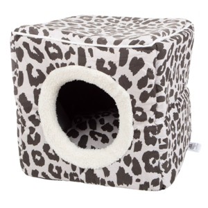 Cat House - Indoor Bed with Removable Foam Cushion - Cat Cave for Puppies, Rabbits, Guinea Pigs, and Other Small Animals by PETMAKER (Animal Print) - 1 of 4