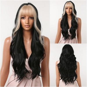 Jessie's Wig 26 Inch Long Wavy Bangs Wig Synthetic Hair Blonde Color Highlights 1 Pc/Pack - 1 of 4
