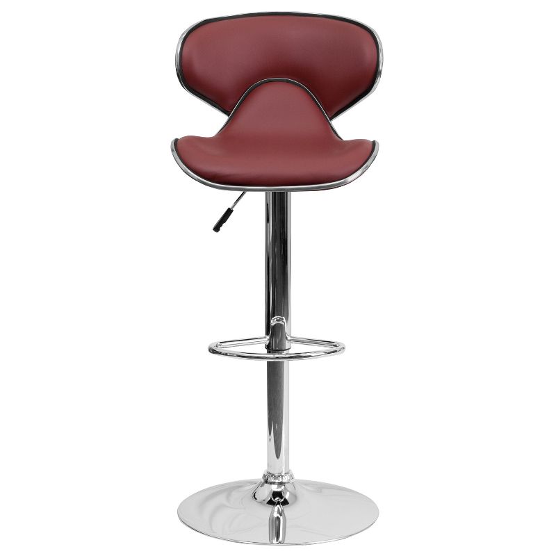 Emma and Oliver 2 Pack Contemporary Cozy Mid-Back Vinyl Adjustable Height Barstool with Chrome Base, 5 of 7