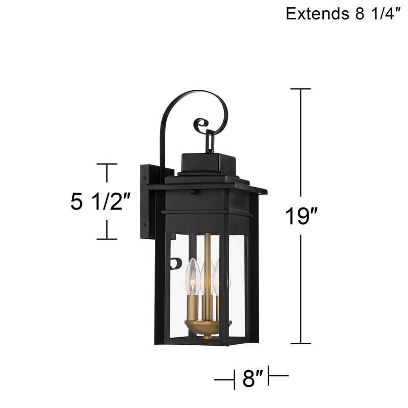 Franklin Iron Works Bransford Vintage Outdoor Wall Light Fixture Black 19" Clear Glass for Post Exterior Barn Deck House Porch Yard Patio Home Outside, 4 of 9