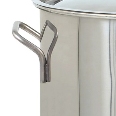 Bayou Classic 20-Quart Silver Stainless Steel Stockpot with Domed Lid
