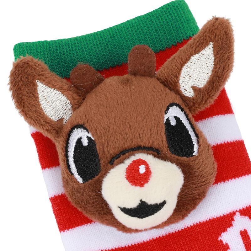 Rudolph The Red-Nosed Reindeer Holly & Snowflakes Kids 2-Pair Crew Socks, 4 of 5