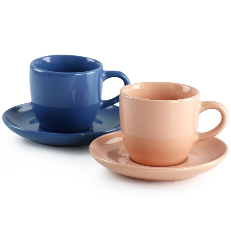 Mr. Coffee 12 Piece 3oz Stoneware Espresso Cup and Saucer Set in Assorted Colors, 4 of 9