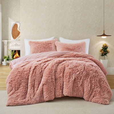 Peace Nest Fluffy Shaggy Faux Fur Comforter Set, Fuzzy Plush Bedding Set
