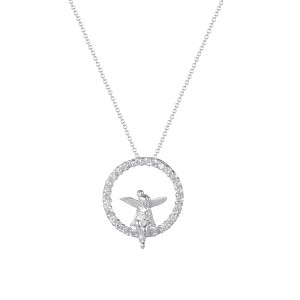 Disney Tinkerbell Silver Plated Cubic Zirconia Pendant Necklace, 18 + 2" - 1 of 4