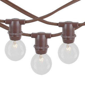 Novelty Lights 25 Feet Heavy Duty Light Strings and Sets with 25 In-Line E12 Sockets, Brown Wire PVC Stringer, 12" Spacing, End-To-End Connectable - 1 of 4