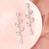 SOHI Women's Silver  Embellished Foliage Drop Earrings - 2 of 3
