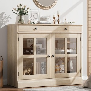 35.4" Sideboard Buffet Cabinet with Glass Door, Storage Cabinet with Drawer, Buffet & Sideboard for Dining Room, Kitchen, Living Room - 1 of 4