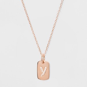Sterling Silver Initial Y Cubic Zirconia Necklace - A New Day Rose Gold, Women