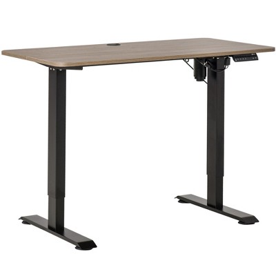 Vinsetto Electric Height Adjustable Standing Desk with 48" Desktop, 4 Memory Button Control and Anti-Collision System, Teak/Black