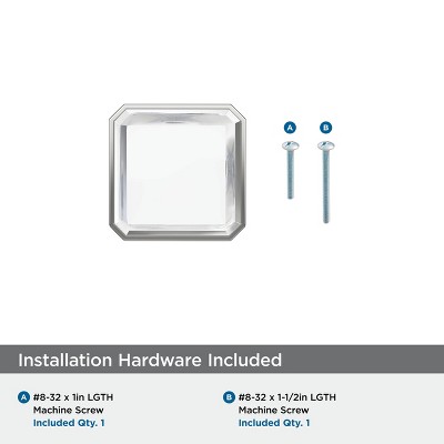 Glacio Clear and Polished Chrome Square Cabinet Knob