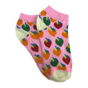 Colorful Strawberry Patterned Ankle Socks  (Women's Sizes Adult Medium) - 1 of 3