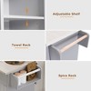 Vynxaria Kitchen Island with Trash Can Storage Cabinet, Kitchen Cart with Drop Leaf, Spice Rack, ,Drawer, Rolling Kitchen Island on Wheels , Grey - 3 of 4