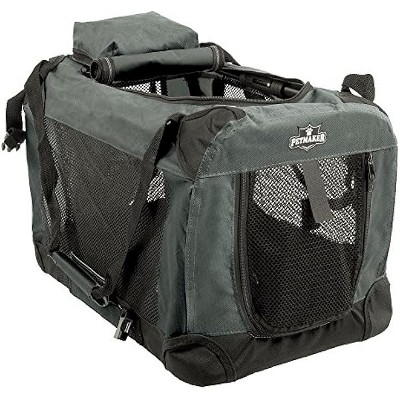 PETMAKER Portable Soft Sided Pet Crate, 16" x 12", Khaki