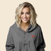 Dalix Pixel Heart Embroidered Fleece Cropped Hoodie Cold Fall Winter Women - 3 of 4