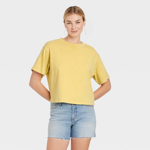 Women's Short Sleeve Boxy T-shirt - Universal Thread™ Yellow S : Target