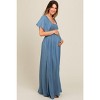Pinkblush Light Blue Chambray Smocked Maternity Maxi Dress - 2 of 4