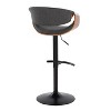 LumiSource Set of 2 Curvo Adjustable Barstools Walnut Wood/Charcoal Fabric/Black Metal - 4 of 4