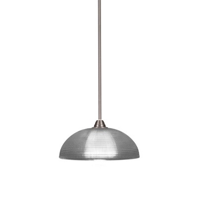 Toltec Lighting Paramount 1 - Light Pendant in  Brushed Nickel with 13" Clear Ribbed Shade