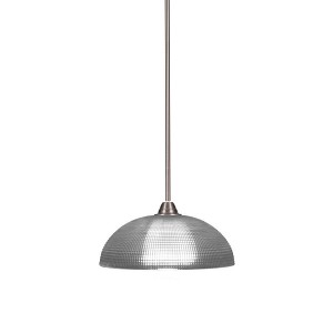 Toltec Lighting Paramount 1 - Light Pendant in  Brushed Nickel with 13" Clear Ribbed Shade - 1 of 1