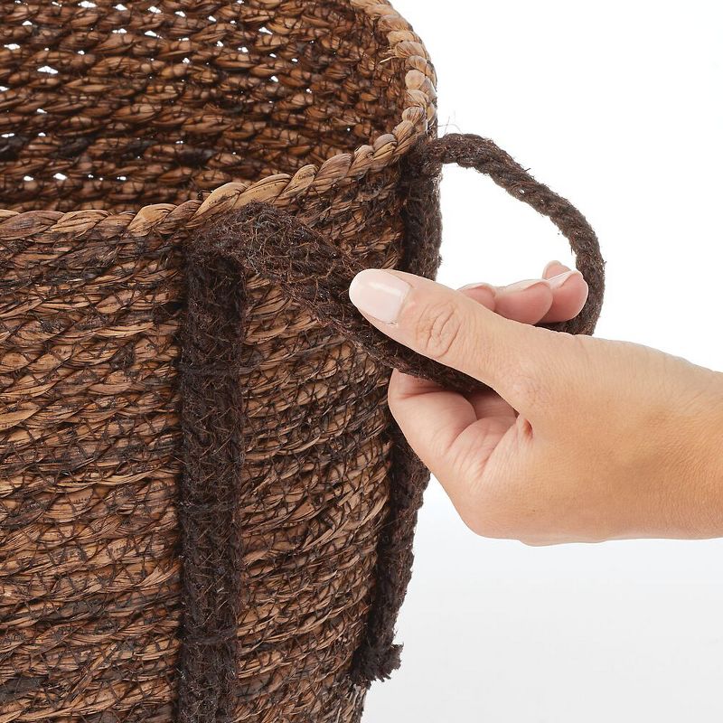 mDesign Round Seagrass Woven Storage Basket with Handles - Set of 3, 5 of 10