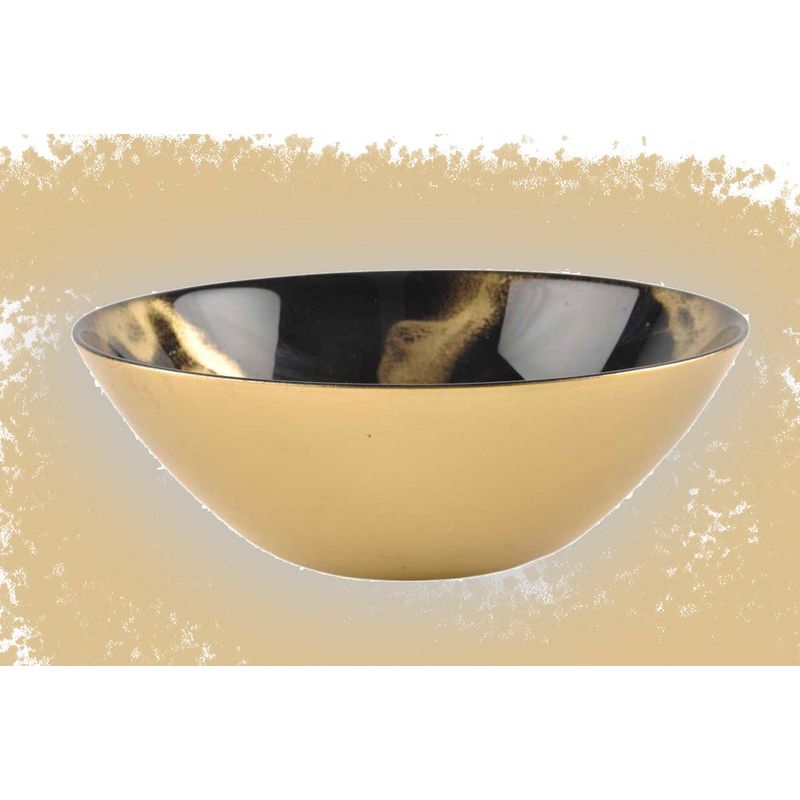 Classic Touch 6"D Black and Gold Marbleized Soup Bowl, 2 of 4
