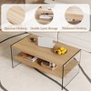 Syemin End Table, Modern Coffee Table, With Clear Tempered Glass Table Legs, Storage Function for Living Room, Bedroom, Brown, 43.3"*23.6"*17.7" - 2 of 4