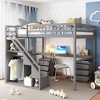 Full Size Loft Bed with Two Chest of Drawers, Desk and Light Strip - 2 of 4