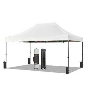 DSVIMOY 10'*15' Canopy Tent, Party Tent with 4 Sidewalls, 3 Height Adjustable, Outdoor Canopy Tent for Weddings, White, 180"*120"*132" - 1 of 4