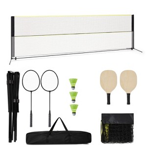 Portable 16.7FT Pickleball & Badminton Net Set, Adjustable Height 3.5–5.1 ft with Paddles, Rackets & Balls for Outdoor Play - 1 of 4