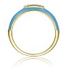 Guili 14K Gold Plated Slim Stacking Ring with Blue Enamel & Cubic Zirconia – A Trendy Piece for Kids & Teens in Blue or Red, Sizes 4-6. - 2 of 3