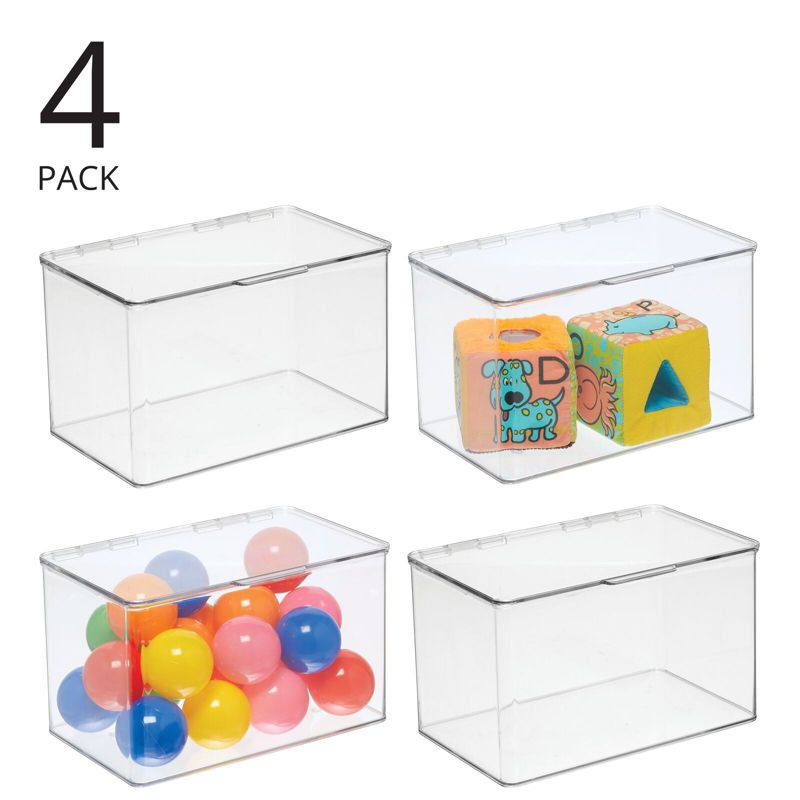 mDesign Plastic Playroom/Gaming Storage Organizer Box, Hinge Lid, 2 of 10