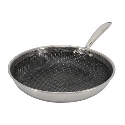 Better Chef 3-Ply Stainless Steel Nonstick Fry Pan with Rolled Edge in Silver