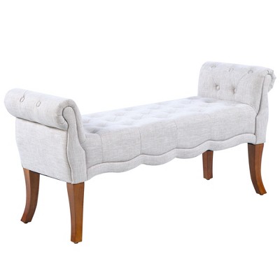 Homcom Traditional Style Entryway Bed End Shoe Bench With Button Tufted ...