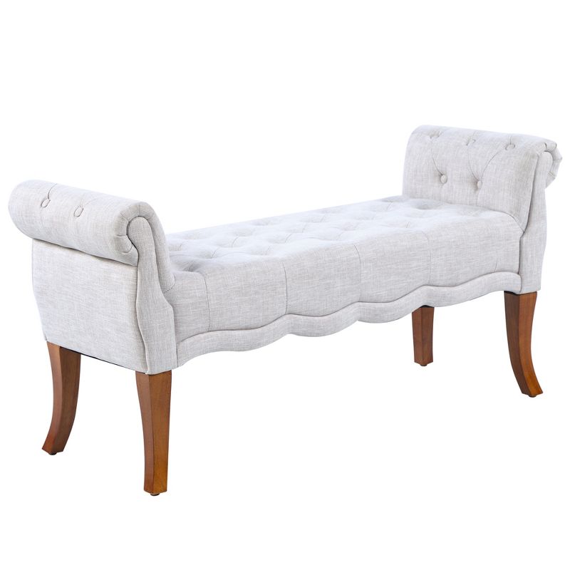 HOMCOM Traditional Style Entryway Bed End Shoe Bench with Button Tufted and Rounded Arm for Living Room, 1 of 9