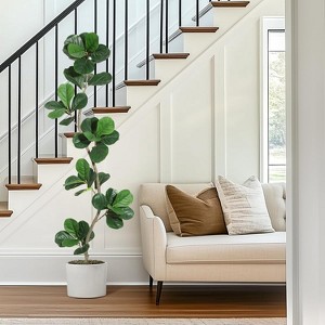 Tall Faux Olive Tree with Black Planter, Indoor Artificial Plant for Home Office & Living Room Decor, Realistic Maintenance-Free Greenery - 1 of 4