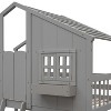 Kids Twin Bunk Bed with Roof, Window, Ladder & Guardrails, Wood Frame for Bedroom or Guest Room - 4 of 4