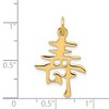 Black Bow Jewelry 14k Yellow Gold Chinese Long Life Symbol Pendant, 17mm (5/8 inch) - 3 of 4