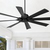 60" Possini Euro Design Modern Indoor Outdoor Ceiling Fan with Remote Control Matte Black Damp Rated for Patio Exterior House Home - 2 of 4